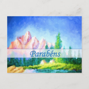 Cartão Postal Cartão-postal de Montanha Rosa de Aniversário Port