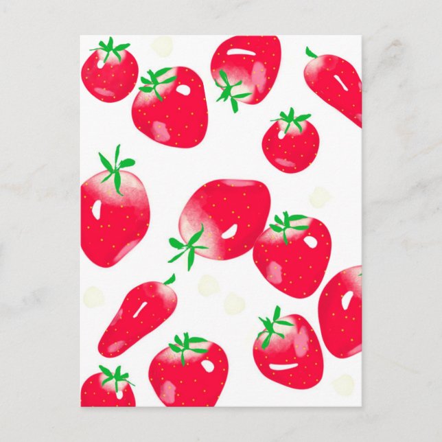 Cartão Postal Cartão-postal de Morangos Vermelhos Suculentos (Br (Frente)