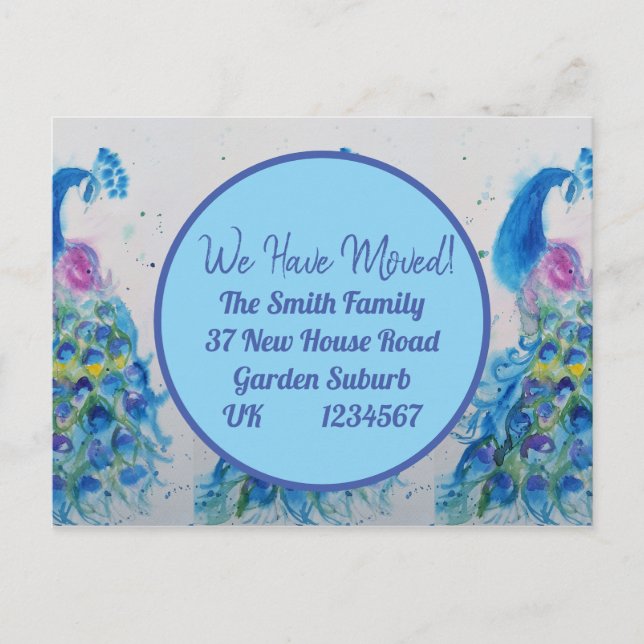 Cartão Postal Cartão-postal de movimentação da arte de pavão azu (Frente)