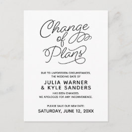 Cartão Postal Cartão-postal de Mudança de Planos Adiada de Casam
