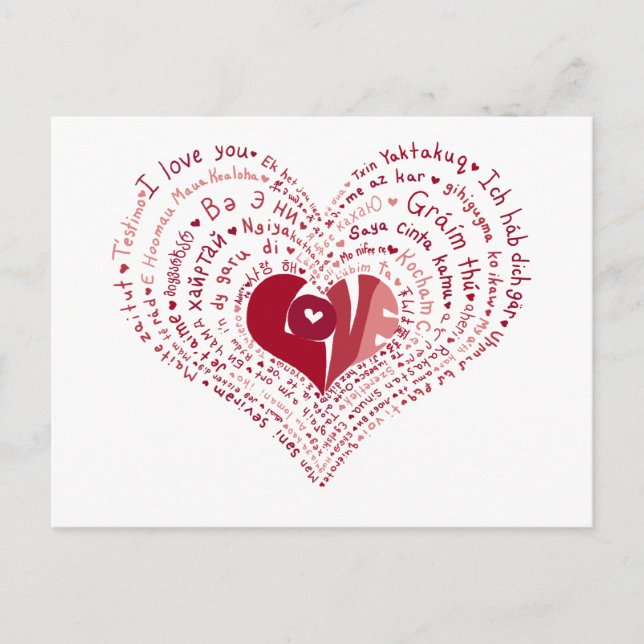 Cartão Postal Cartão-postal de muitas línguas de amor (Frente)