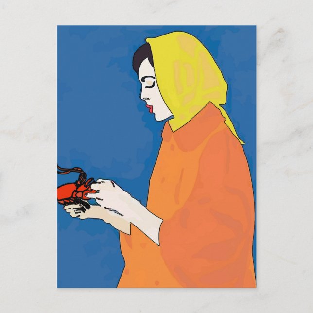 Cartão Postal Cartão-postal de mulher e lagosta (Frente)