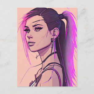 Cartão Postal Cartão-postal de mulher sintética-punk