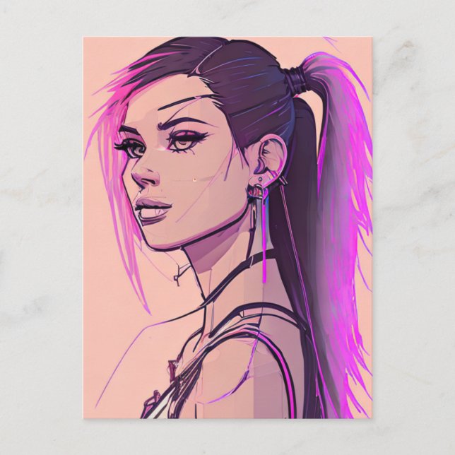 Cartão Postal Cartão-postal de mulher sintética-punk (Frente)