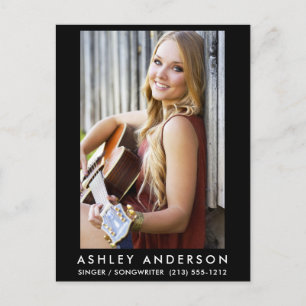 Cartão Postal Cartão-postal de músico cantor - preto