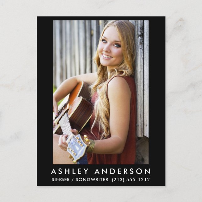Cartão Postal Cartão-postal de músico cantor - preto (Frente)