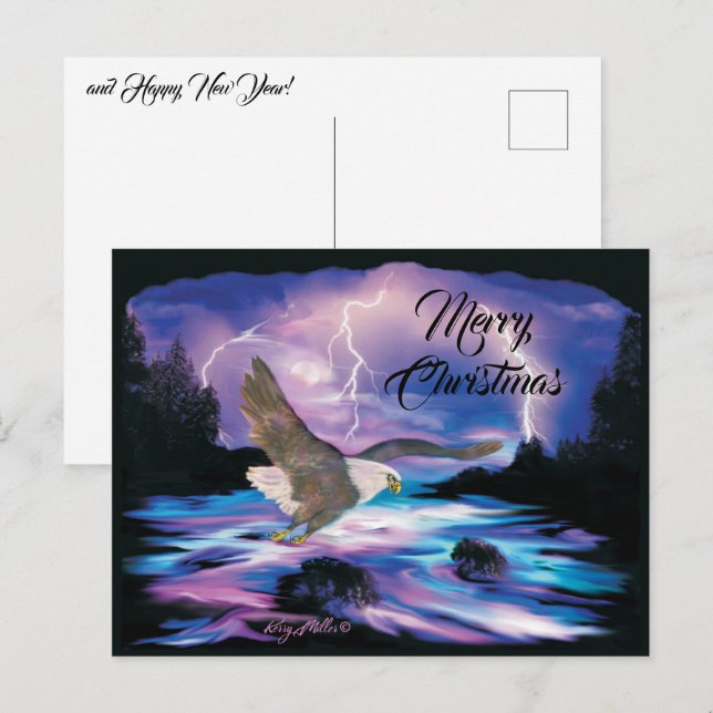 Cartão Postal Cartão-postal de Natal Bald Eagle (Frente/Verso)