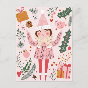 Cartão Postal Cartão-postal de Natal bonito e engraçado
