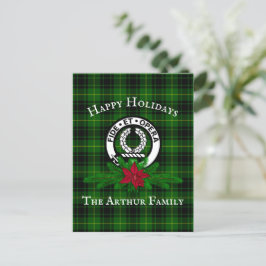 Cartão Postal Cartão-postal de Natal Clan Arthur Crest e Tartan