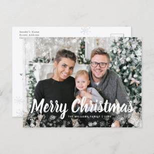Cartão Postal Cartão-postal de Natal com Foto em Neve