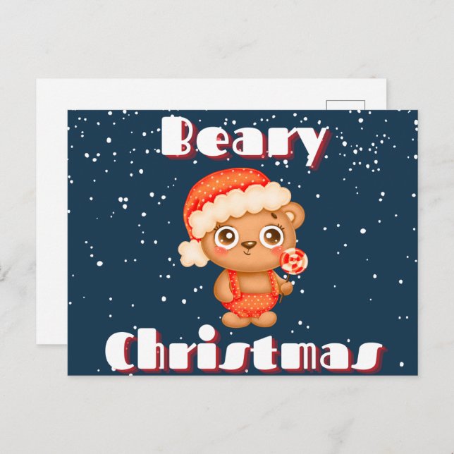 Cartão Postal Cartão-postal de Natal de Beary (Frente/Verso)