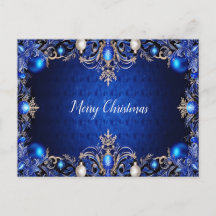 Cartão-postal de Natal de Férias decorativas Azul