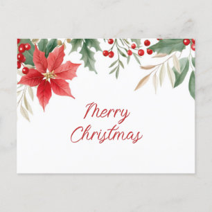 Cartão Postal Cartão-postal de Natal de Férias Red Poinsettia