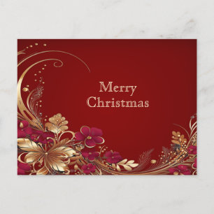 Cartão Postal Cartão-postal de Natal Feriado Dourado Vermelho