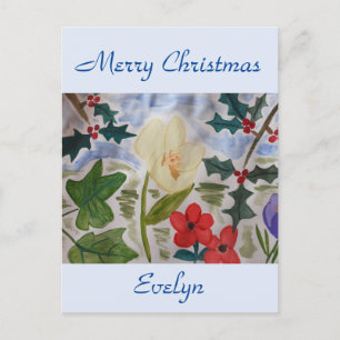 Cartão Postal Cartão-postal de Natal Holly e Flores de inverno