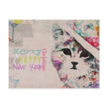 Cartão-postal de Natal Merry Cat