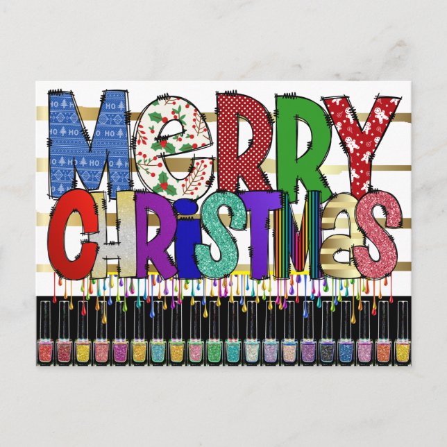 Cartão Postal Cartão-postal de Natal para Arte em Manicure (Frente)
