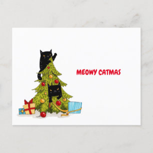 Cartão Postal Cartão-postal de Natal para Gatos Negros de Natal