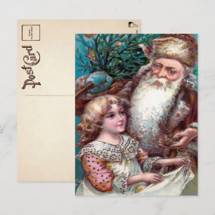 Cartão Postal Cartão-postal de Natal para Papais noeis Marrom a