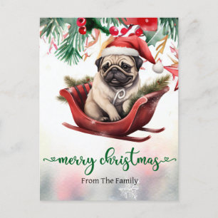 Cartão Postal Cartão-postal de Natal Pug Dog