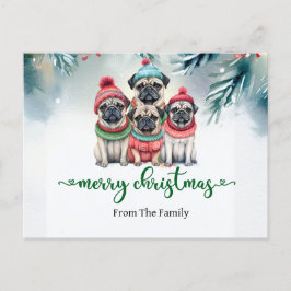 Cartão Postal Cartão-postal de Natal Pug Dog