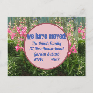Cartão Postal Cartão-Postal de Novo Endereço com Flor Rosa Que E