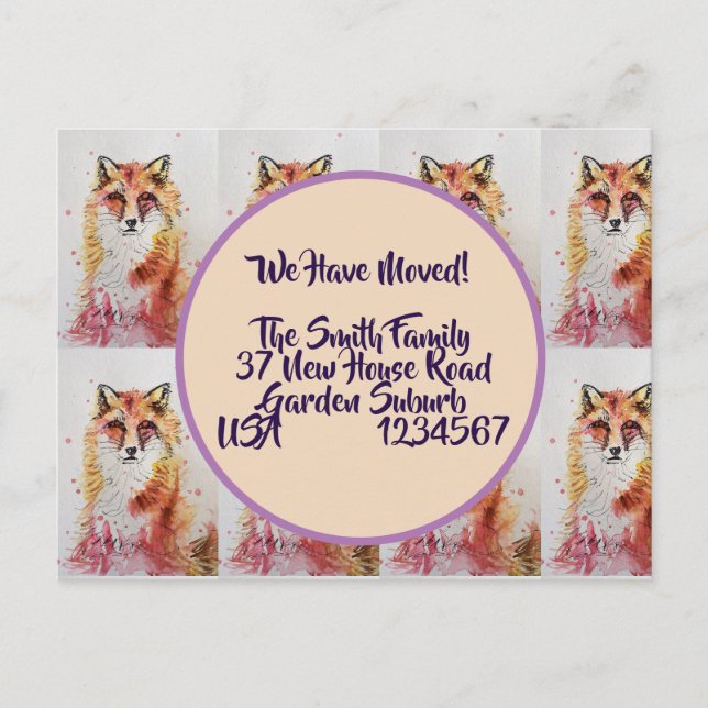 Cartão Postal Cartão-Postal De Novo Endereço Da Raposa Vermelha  (Frente)