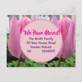 Cartão Postal Cartão-Postal De Novo Endereço De Tulip Rosa, Esta