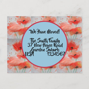 Cartão Postal Cartão-Postal de Novo Endereço Red Poppy, Estamo
