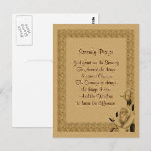 Cartão Postal Cartão-postal de oração de serenidade Dourado R