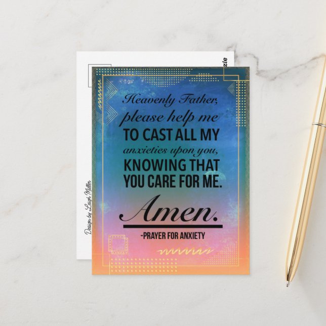 Cartão Postal Cartão-postal de oração pela ansiedade (Frente/Verso In Situ)
