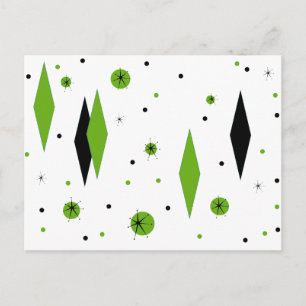 Cartão Postal Cartão-postal de Ouros Verdes e Starbursts Retro