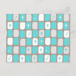 Cartão Postal Cartão-postal de Ouros Verdes e Starbursts Retroa