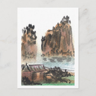 Cartão Postal Cartão-postal de paisagem fluvial chinês