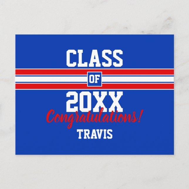 Cartão Postal Cartão-postal de Parabéns de Graduação Vermelha e  (Frente)