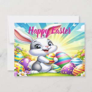 Cartão Postal Cartão-postal de Páscoa Adorável com Bunny