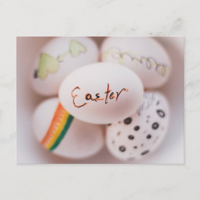 Cartão Postal Cartão-postal de Páscoa de Ovos Retirados à Mão (Frente)