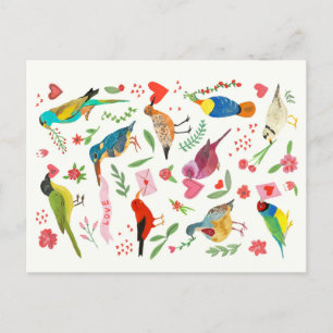 Cartão Postal Cartão-postal de Pássaros de Amor