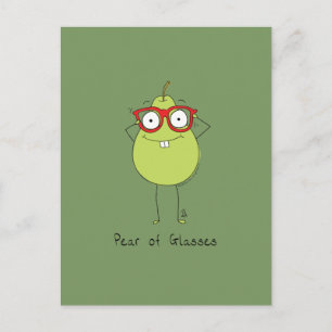Cartão Postal Cartão-postal de Pear de Óculos Bonito e Engraç