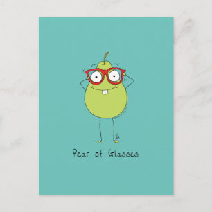 Cartão Postal Cartão-postal de Pear de Óculos Bonito e Engraç