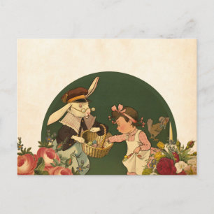 Cartão Postal Cartão-postal de pintura antiga de Páscoa feliz 