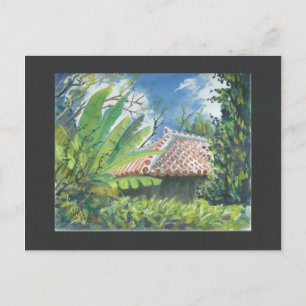 Cartão Postal Cartão-postal de pintura aquática Okinawa Fukugi