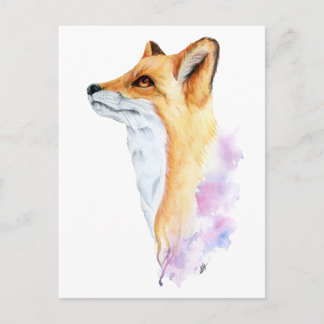 Cartão Postal Cartão-postal de pintura com aquarela Red Fox (Frente)