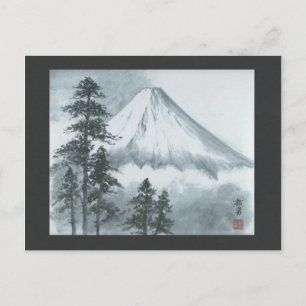 Cartão Postal Cartão-postal de pintura com tinta Mt Fuji