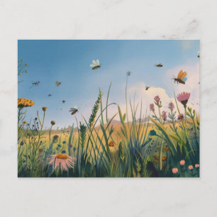 Cartão Postal Cartão-postal de pintura de Abuzz de Campo