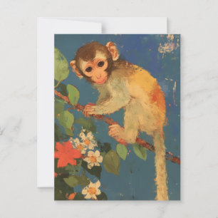 Cartão Postal Cartão-postal de pintura de macaco Vintage