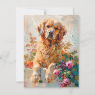 Cartão Postal Cartão-postal de pintura de óleo do ouro Retriever