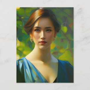 Cartão Postal Cartão-postal de pintura de retrato feminino