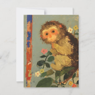 Cartão Postal Cartão-postal de pintura Vintage Lemur