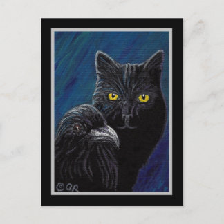 Cartão Postal Cartão-postal de Poe Cat & Raven
